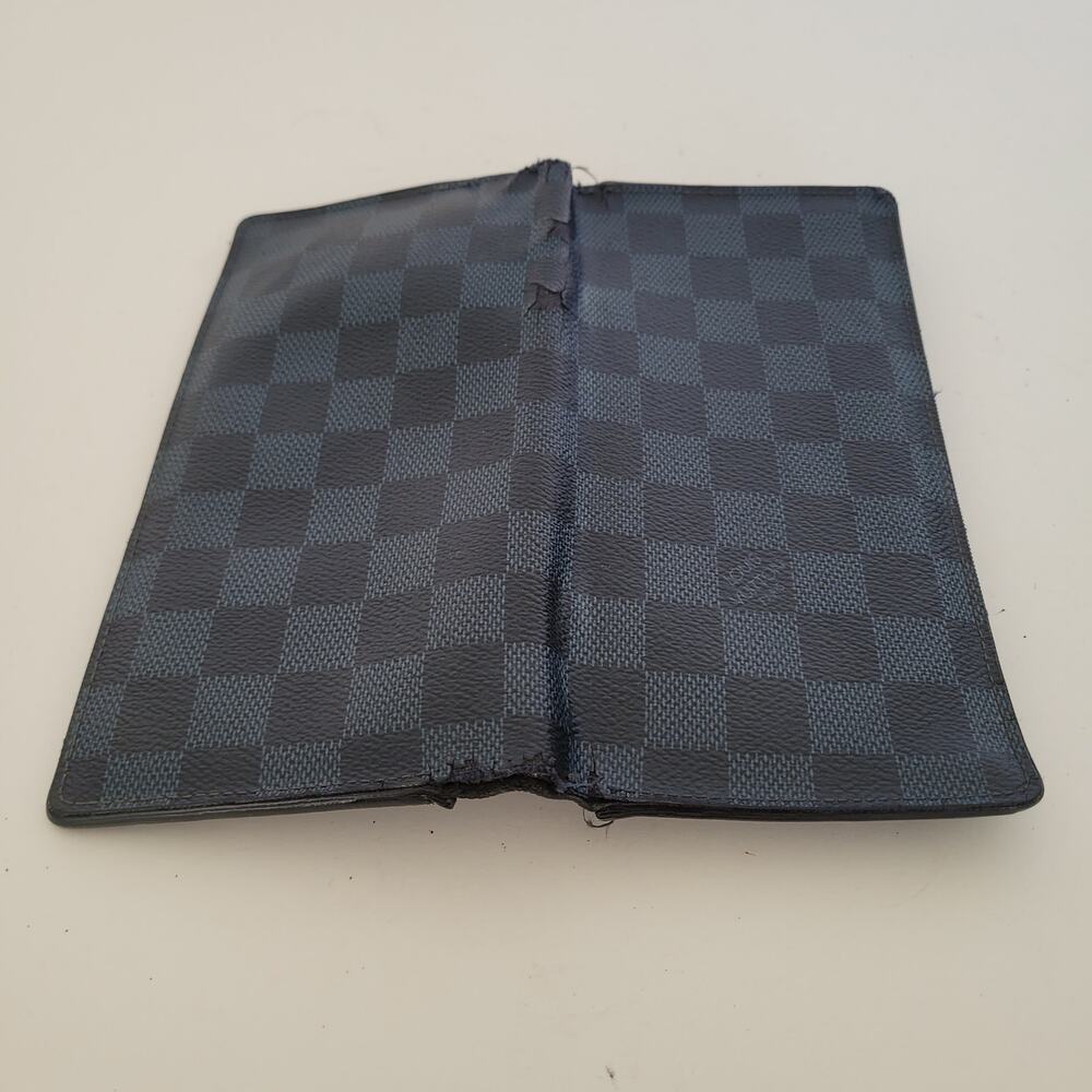 Vintage Louis Vuitton Damier Brazza Wallet Colalt Blue Black Bi-Fold Large Check - Picture 10 of 15